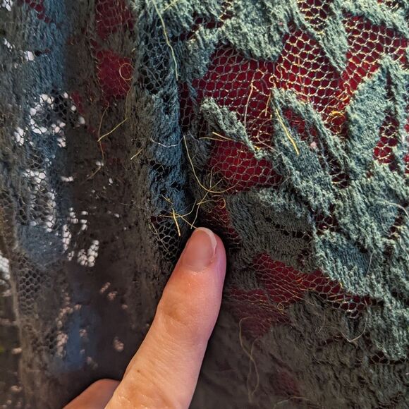 Ambiance Green Cropped High Neck Lace Sheer Top Size Small - Picture 5 of 6